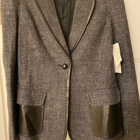 ROBERT RODRIGUEZ-Wool Blazer w/Leather Trim NWT - Picture 2 of 8